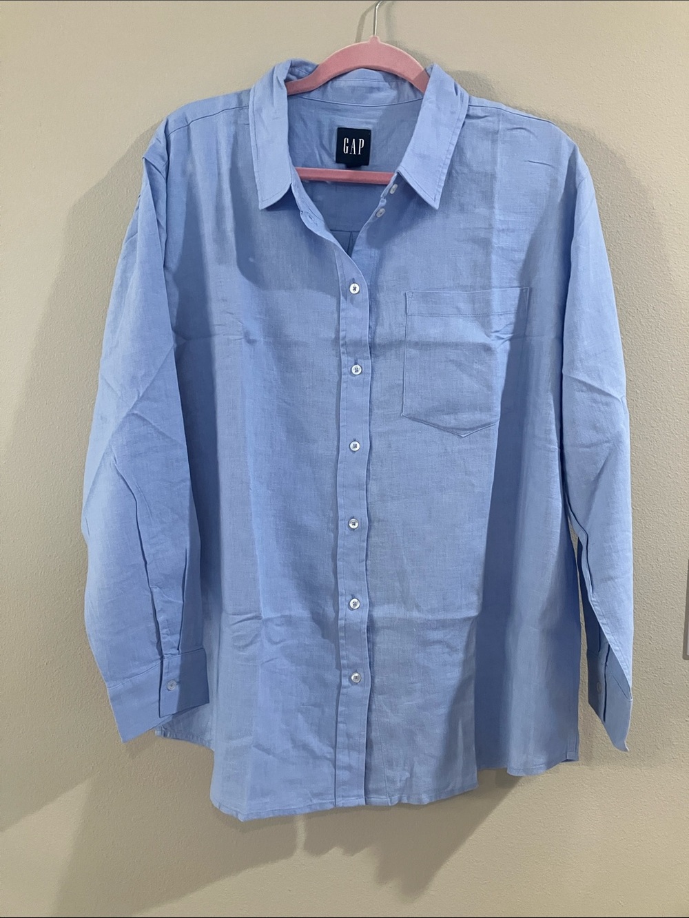 GAP Women's Blue Linen Button-Down Shirt